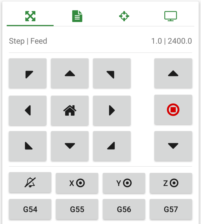 Jogging Control Panel Information